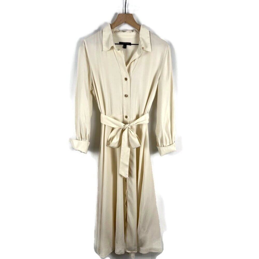 Banana Republic 100% TENCEL Cream Shirtdress with Belt, Long Sleeves, Size M